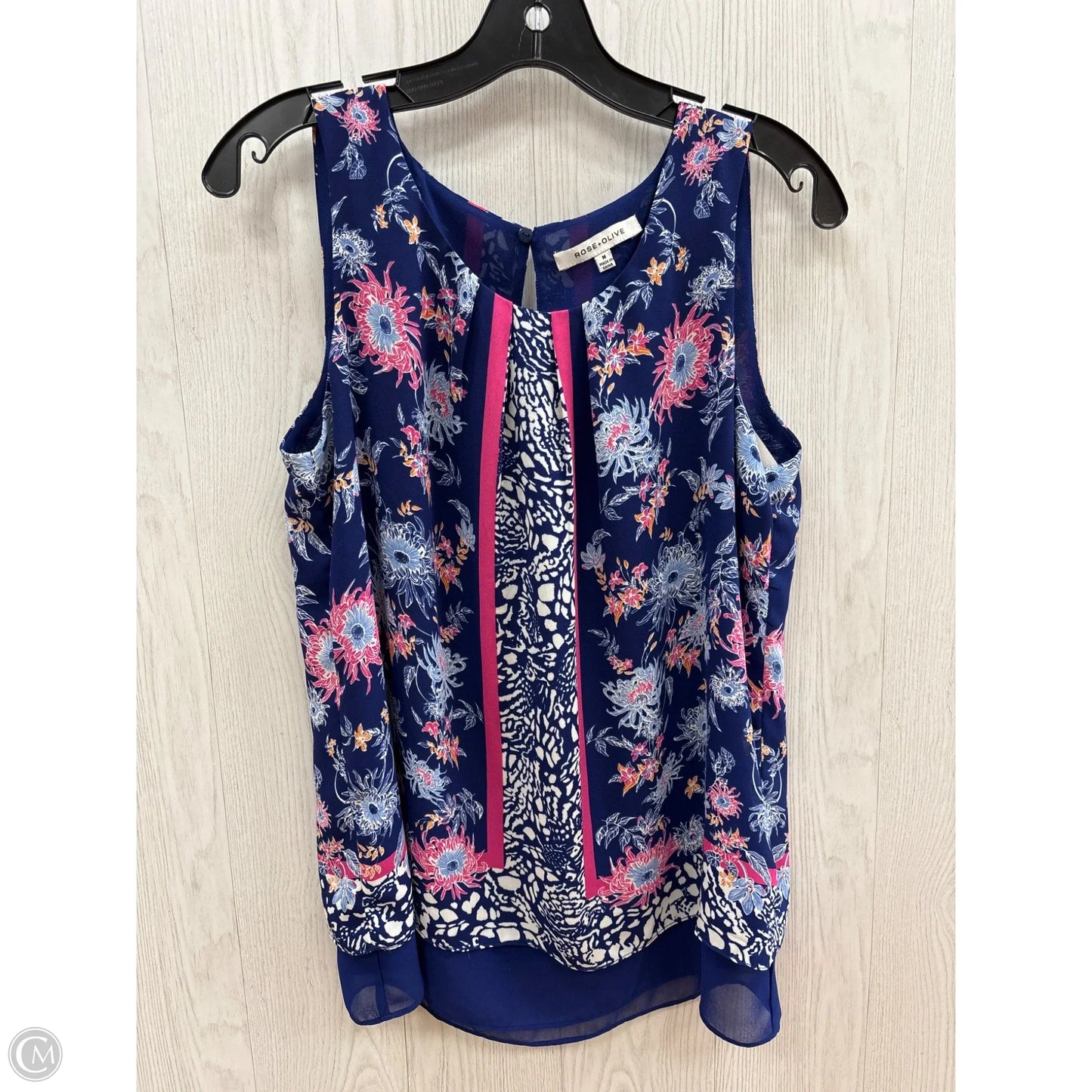 Top Sleeveless By Rose And Olive In Blue, Size: M