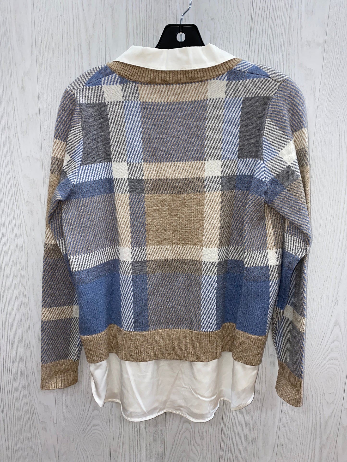 Sweater By Adrienne Vittadini In Blue & Tan, Size: M