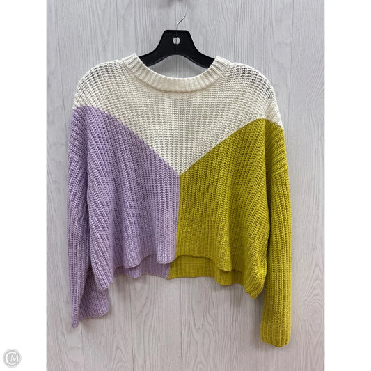 Sweater By Clothes Mentor In Cream & Purple, Size: M