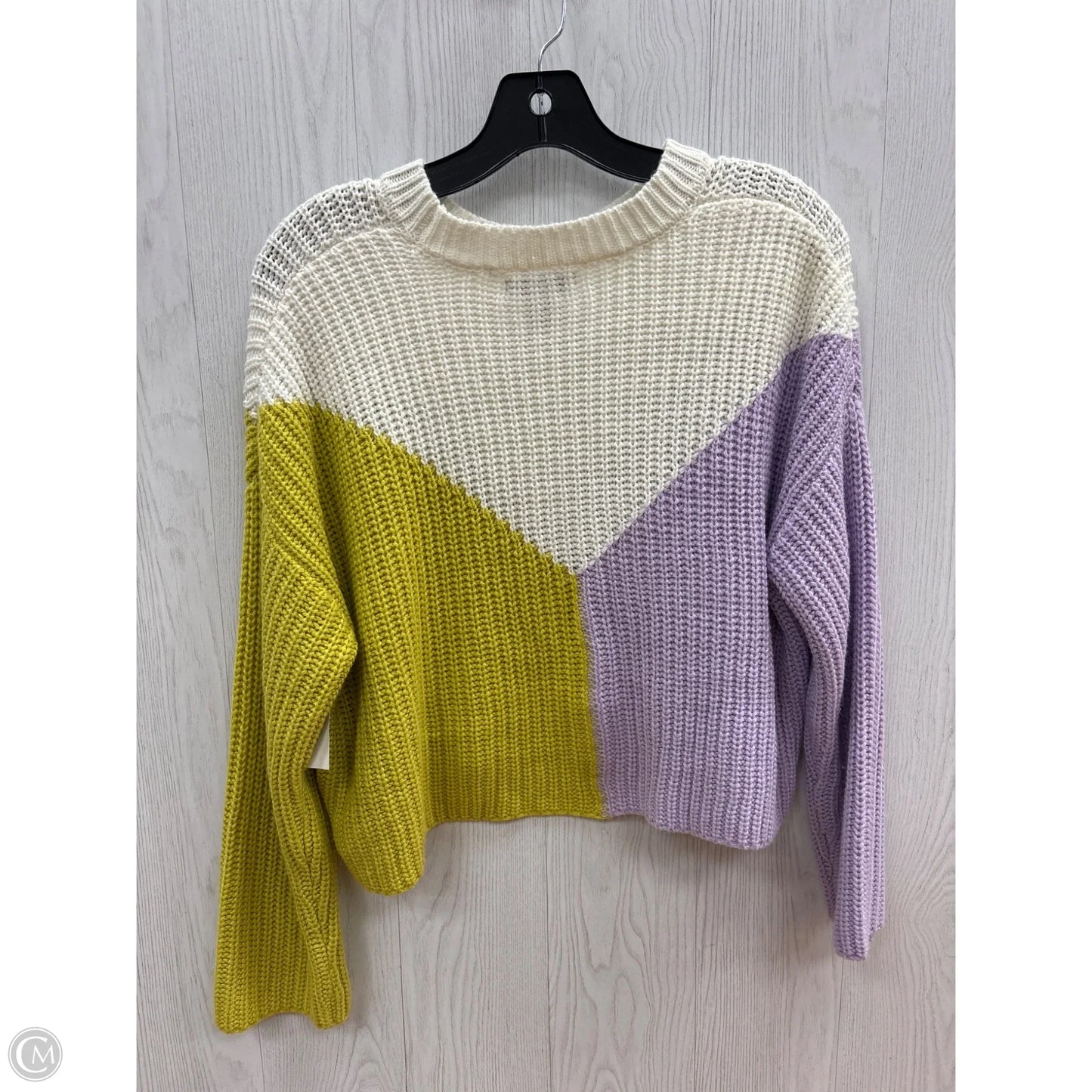 Sweater By Clothes Mentor In Cream & Purple, Size: M