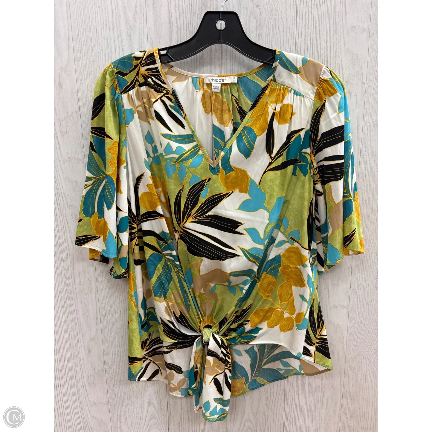 Top Short Sleeve By Chicos In Blue & Green, Size: S