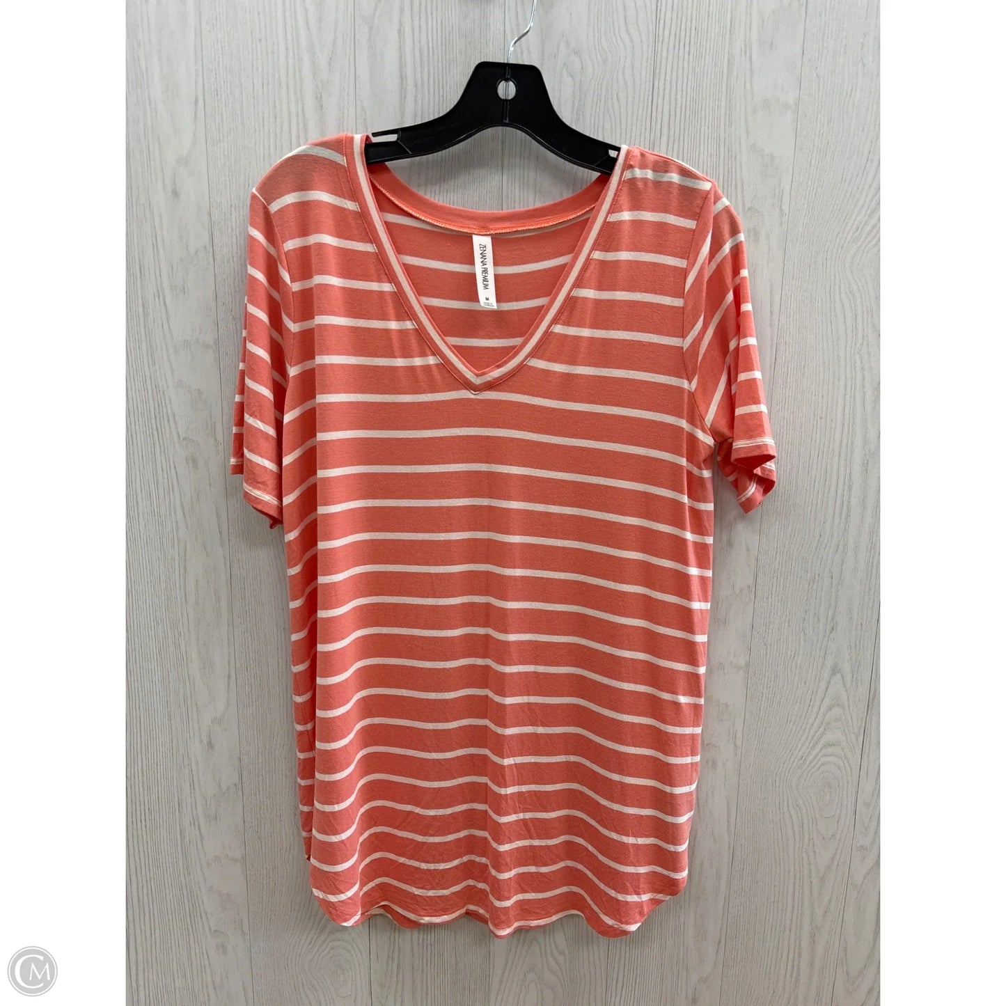 Top Short Sleeve By Zenana Outfitters In Peach, Size: M