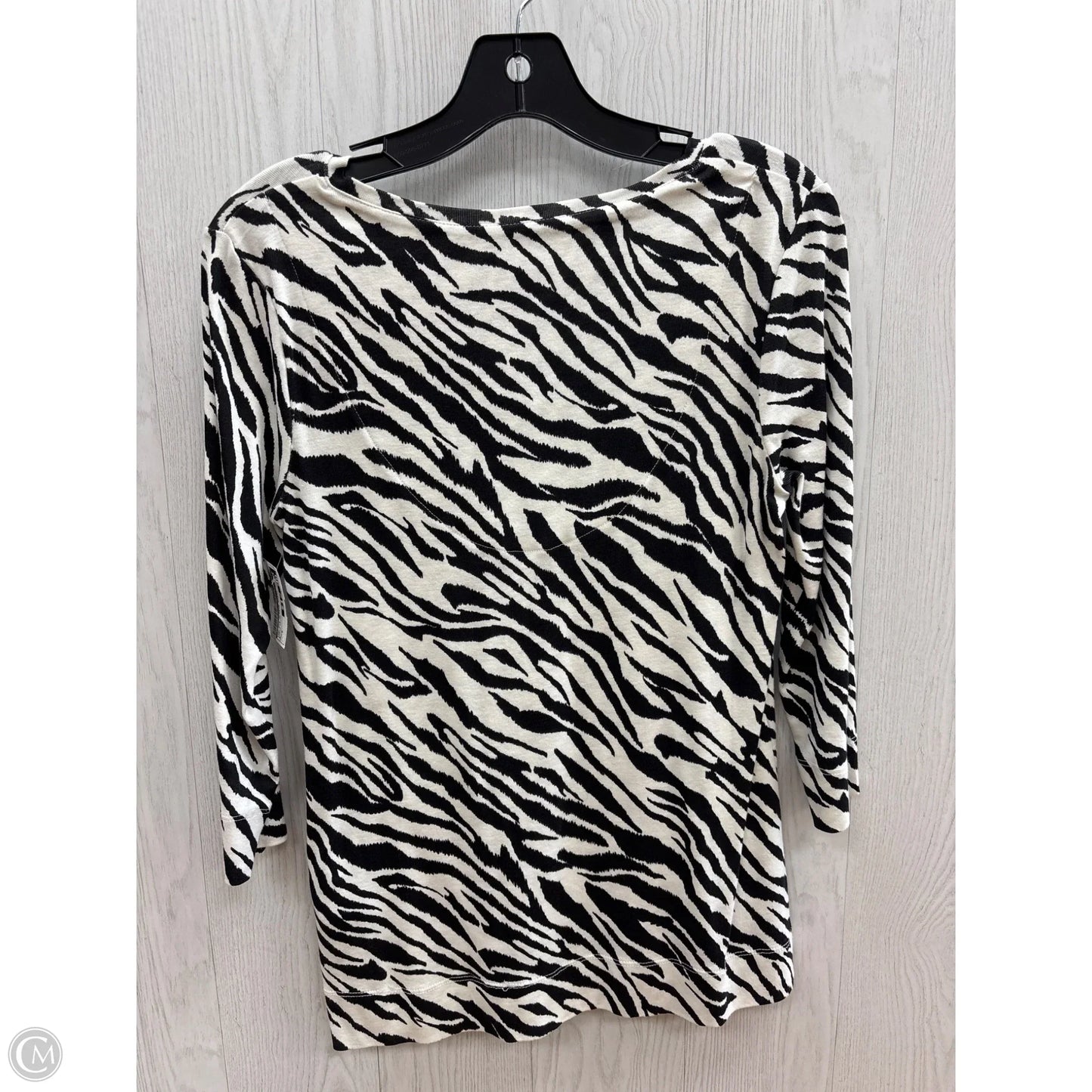 Top 3/4 Sleeve Basic By Chicos In Zebra Print, Size: S