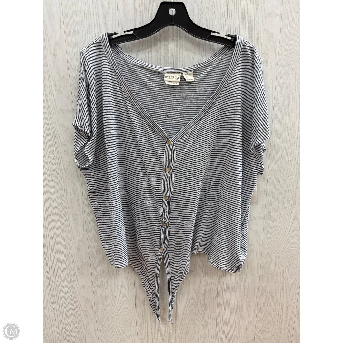 Top Short Sleeve By Rachel Zoe In Blue White, Size: Xl