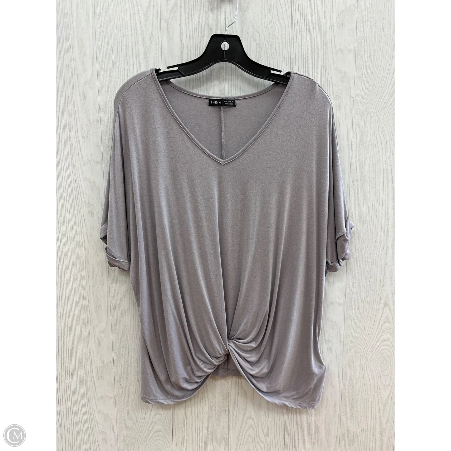Top Short Sleeve Basic By Shein In Grey, Size: M