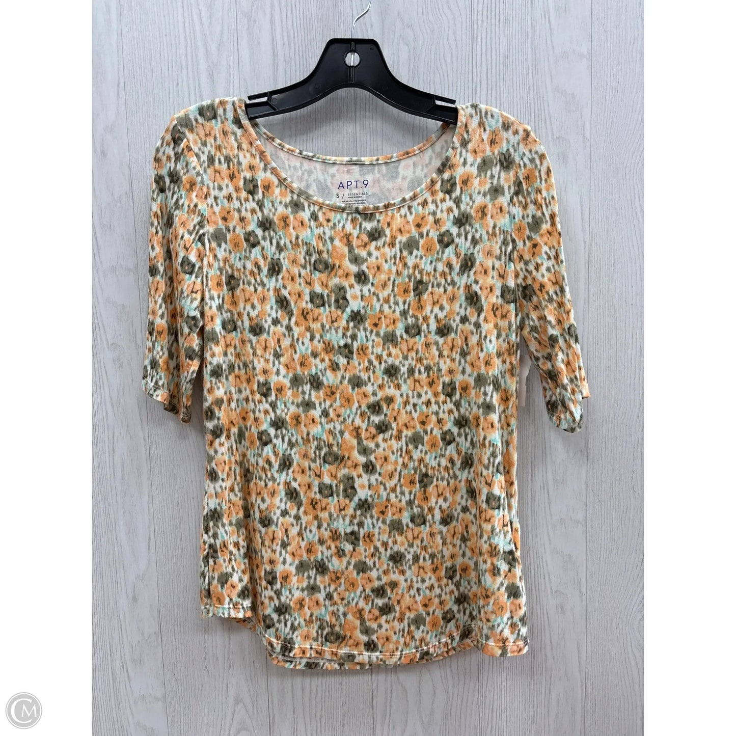 Top Short Sleeve Basic By Apt 9 In Orange & White, Size: S