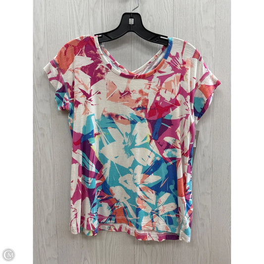 Top Short Sleeve Basic By Talbots In Pink & White, Size: Petite   S