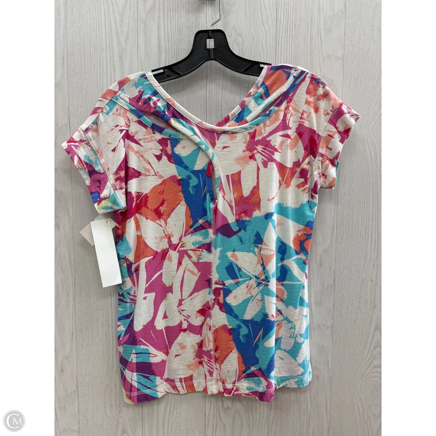 Top Short Sleeve Basic By Talbots In Pink & White, Size: Petite   S