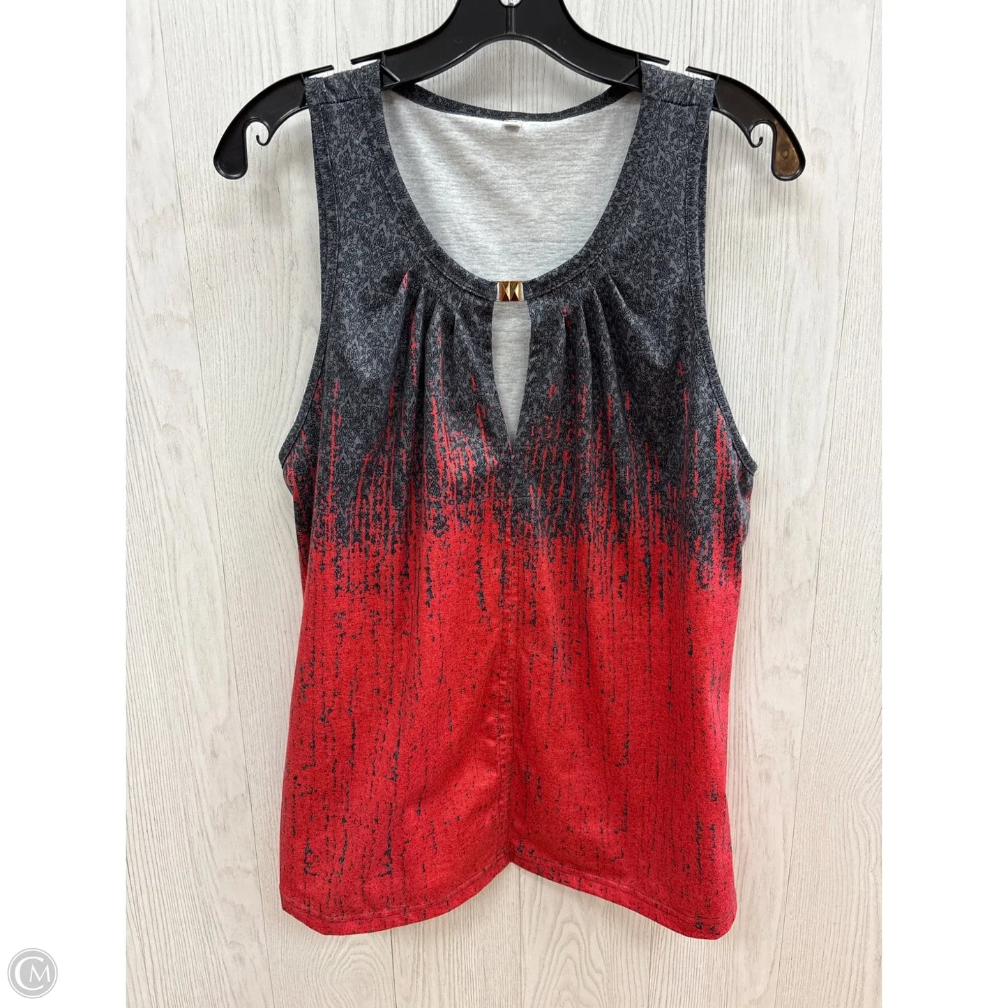 Top Sleeveless Basic By Clothes Mentor In Grey & Red, Size: 2x