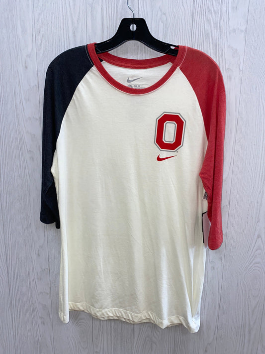 Athletic Top Long Sleeve Crewneck By Nike In Red & White, Size: Xl