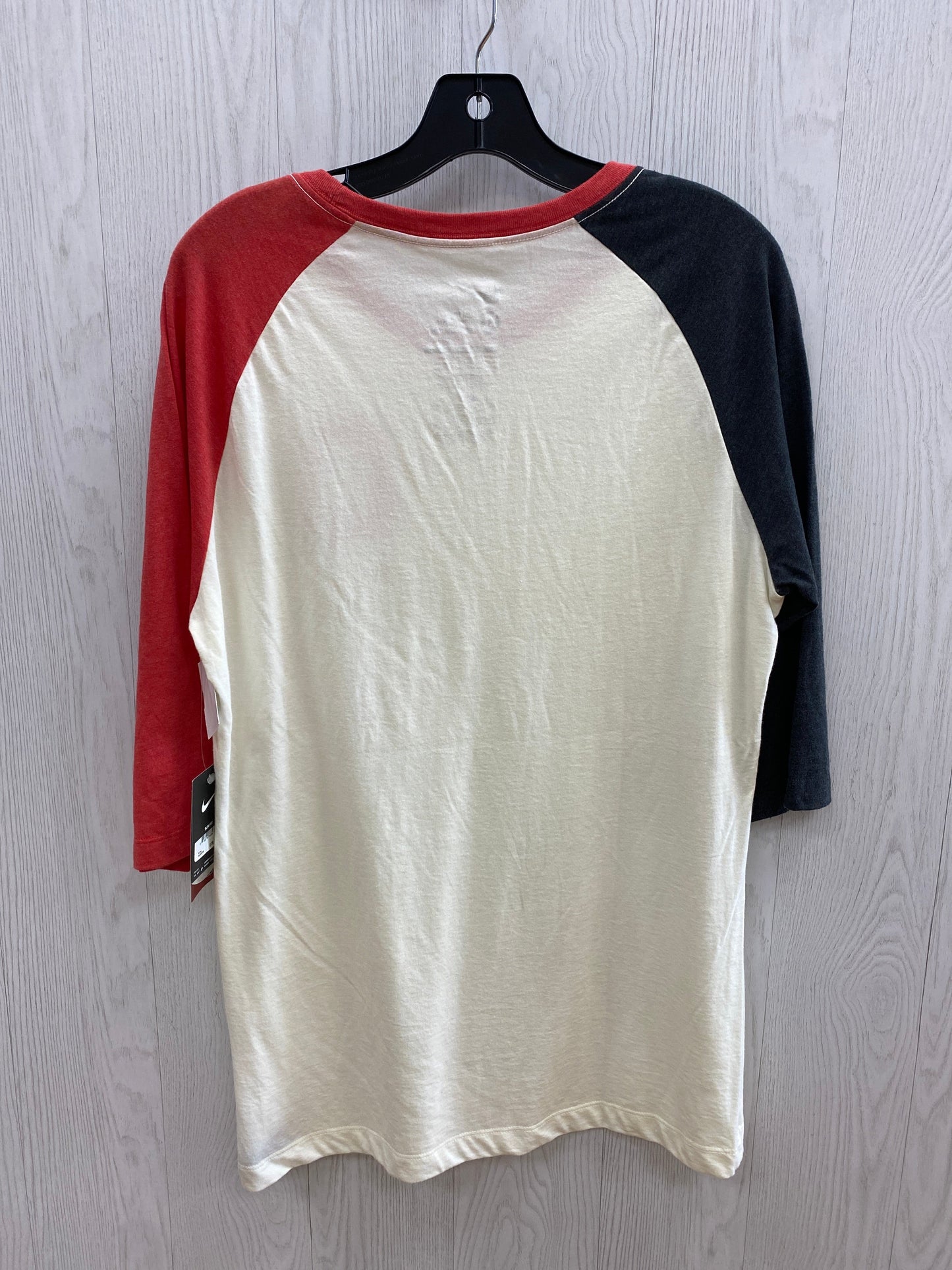 Athletic Top Long Sleeve Crewneck By Nike In Red & White, Size: Xl