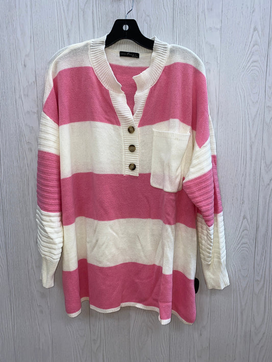 Pink & White Sweater Clothes Mentor, Size L