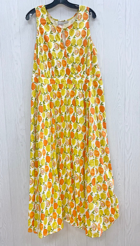 Orange & Yellow Dress Casual Maxi Eshakti, Size 2x