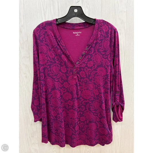 Top 3/4 Sleeve Basic By Relativity In Purple, Size: M