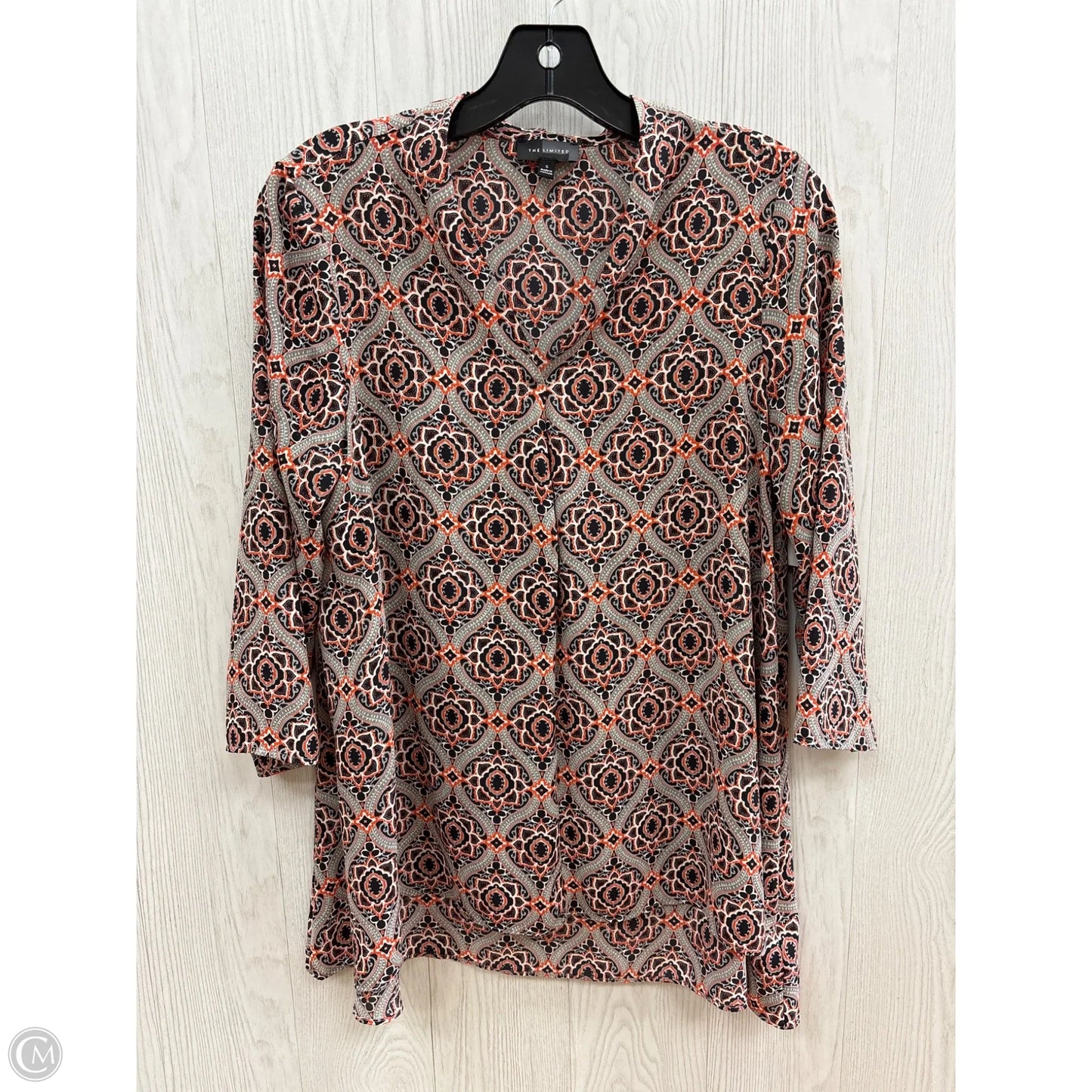 Top 3/4 Sleeve Basic By Limited In Grey & Orange, Size: S