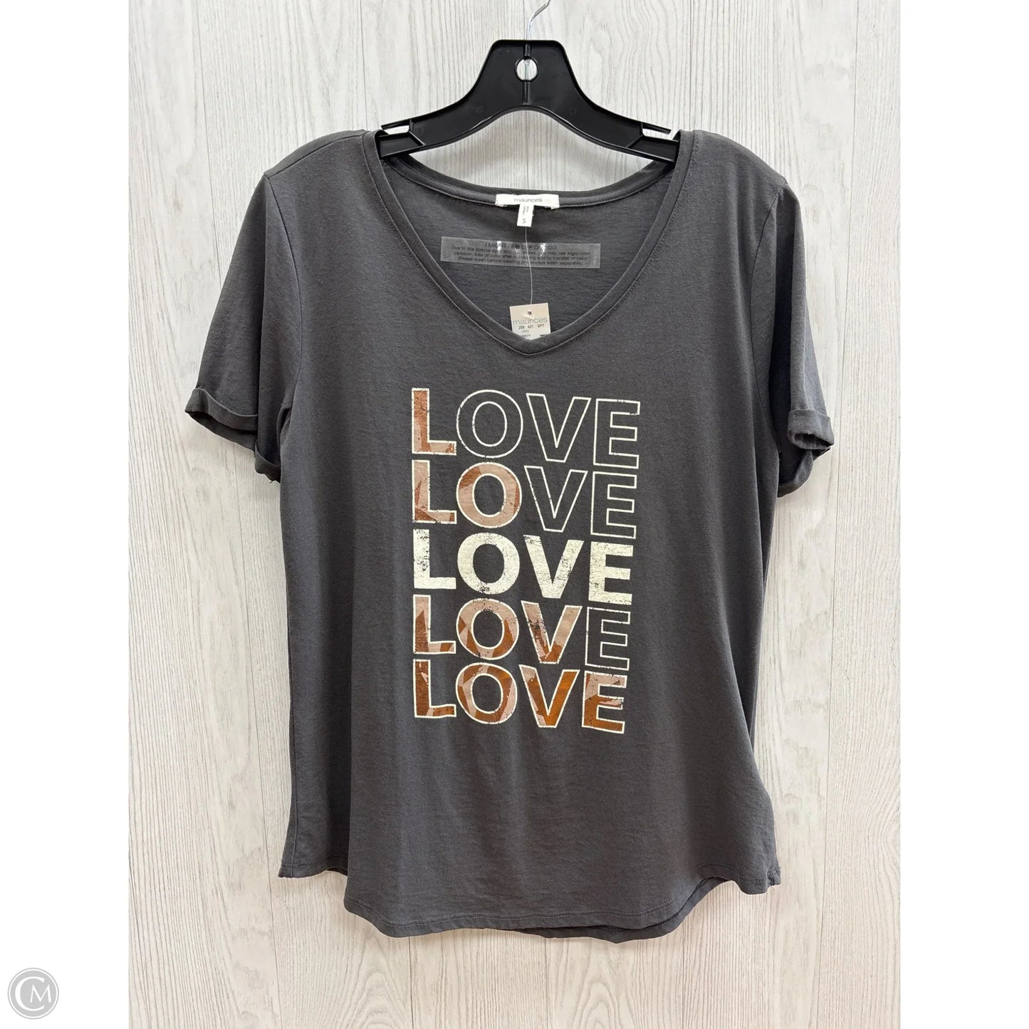 Top Short Sleeve By Maurices In Grey, Size: S