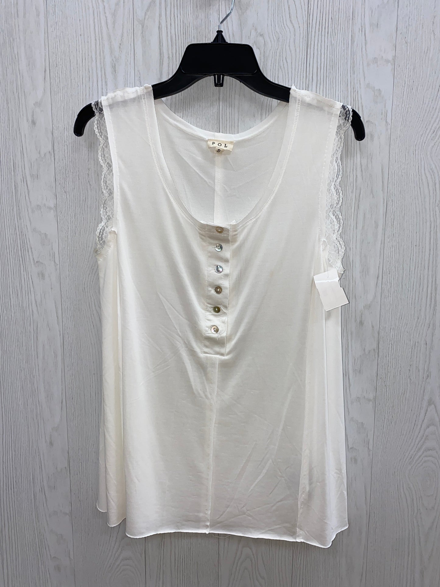 White Top Sleeveless Basic Pol, Size S