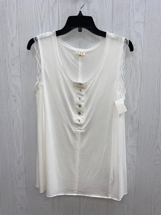 White Top Sleeveless Basic Pol, Size S