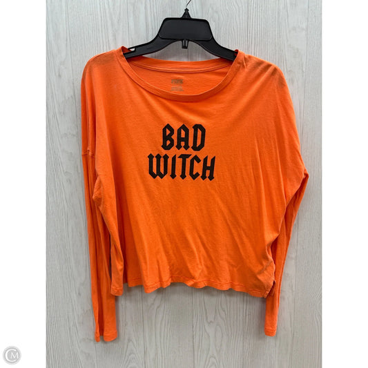 Top Long Sleeve Basic By Pink In Orange, Size: S