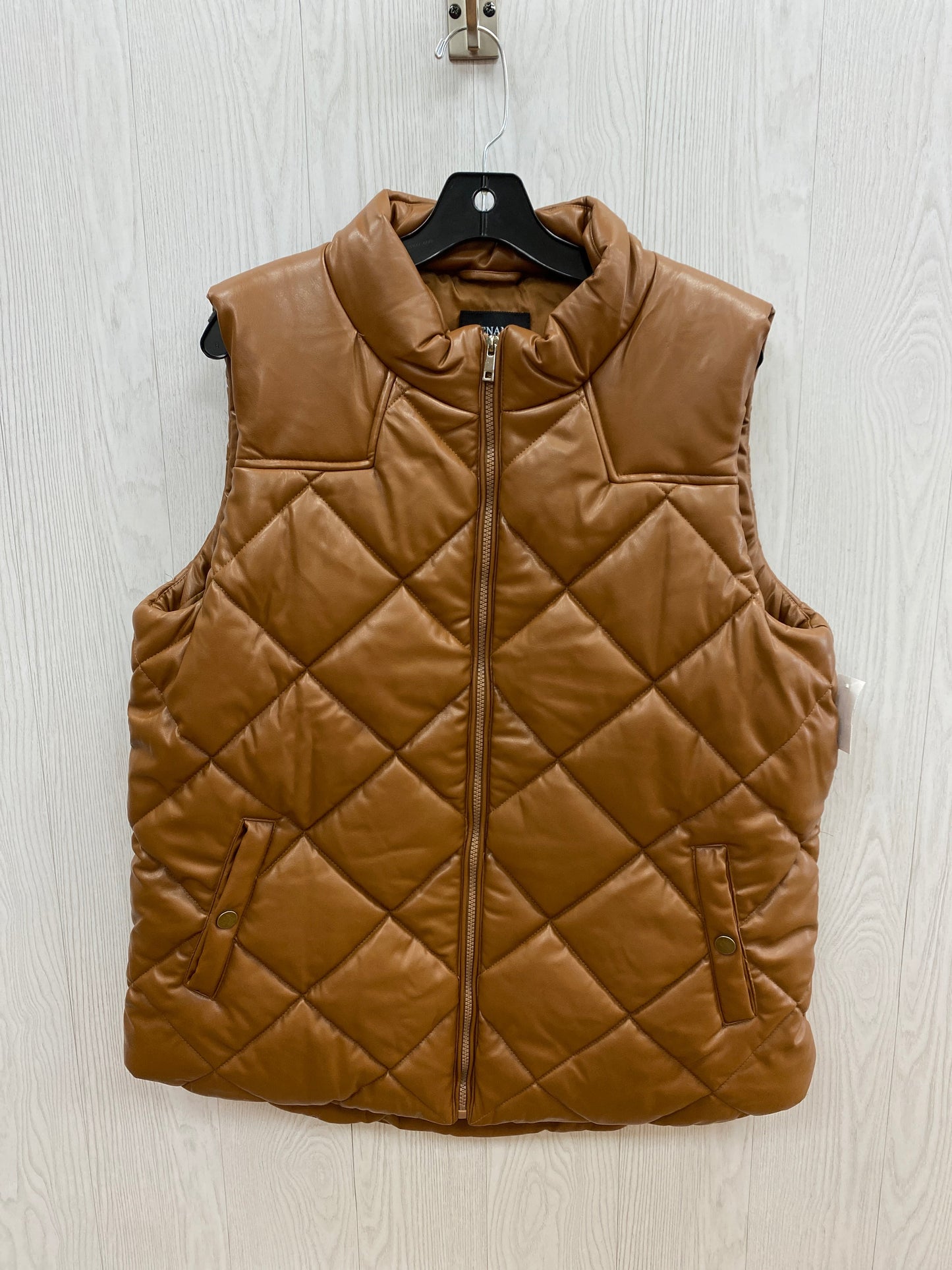 Vest Puffer & Quilted By Zenana Outfitters In Tan, Size: 1x