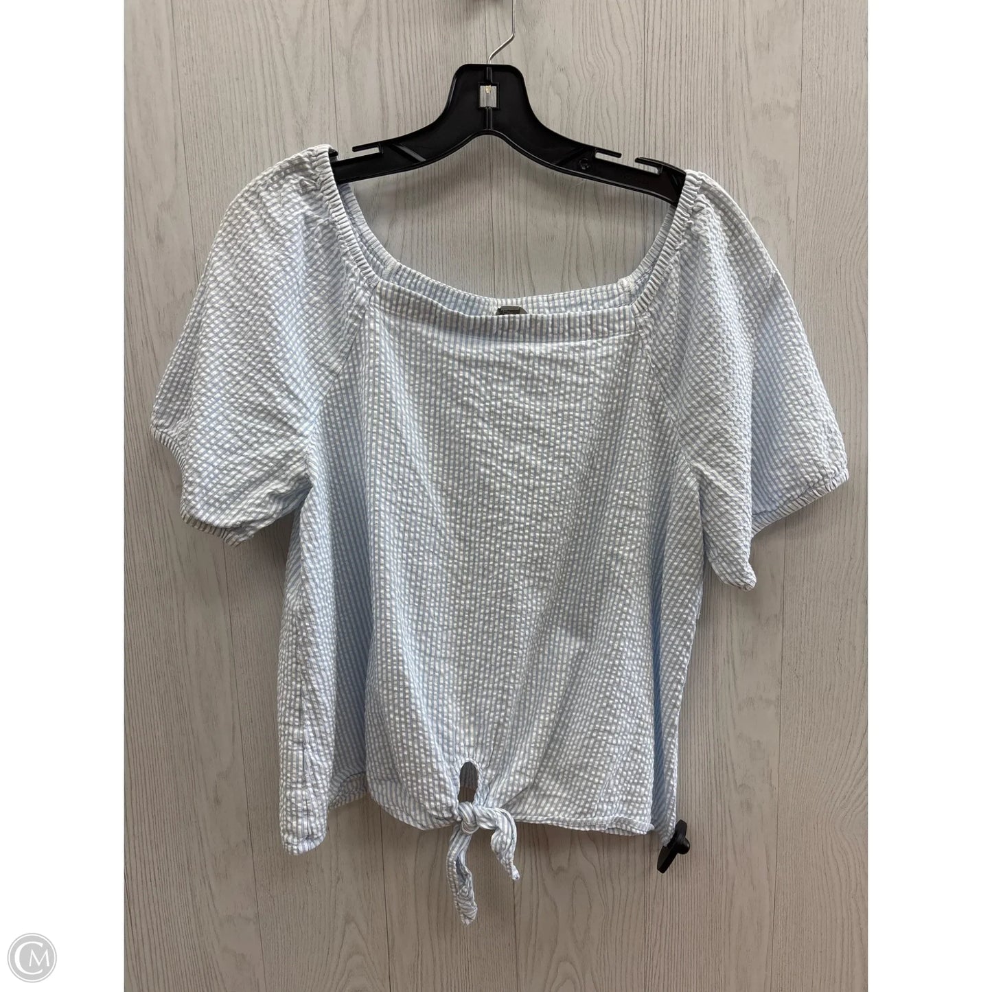 Top Short Sleeve By Loft In Blue & White, Size: L