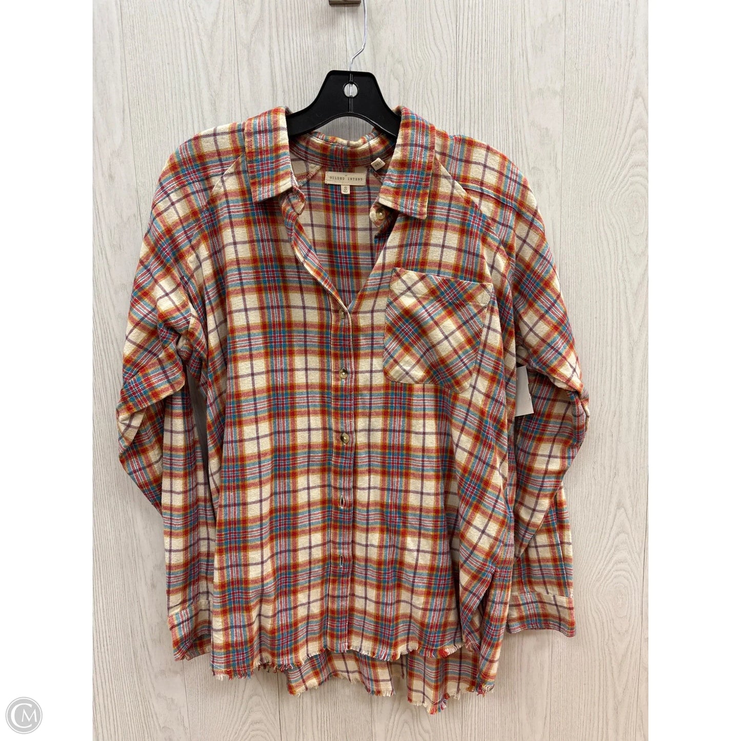 Top Long Sleeve By Gilded Intent In Plaid Pattern, Size: S