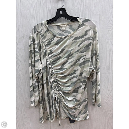 Top 3/4 Sleeve By Cato In Camoflauge, Size: 2x