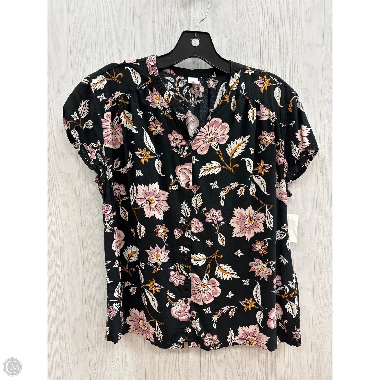 Top Short Sleeve By Old Navy In Black Floral, Size: S