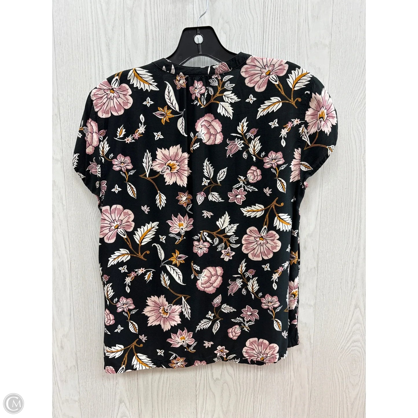 Top Short Sleeve By Old Navy In Black Floral, Size: S