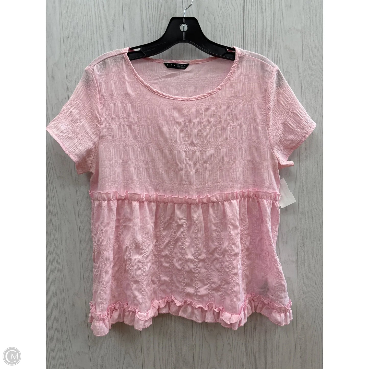 Top Short Sleeve By Shein In Pink, Size: M