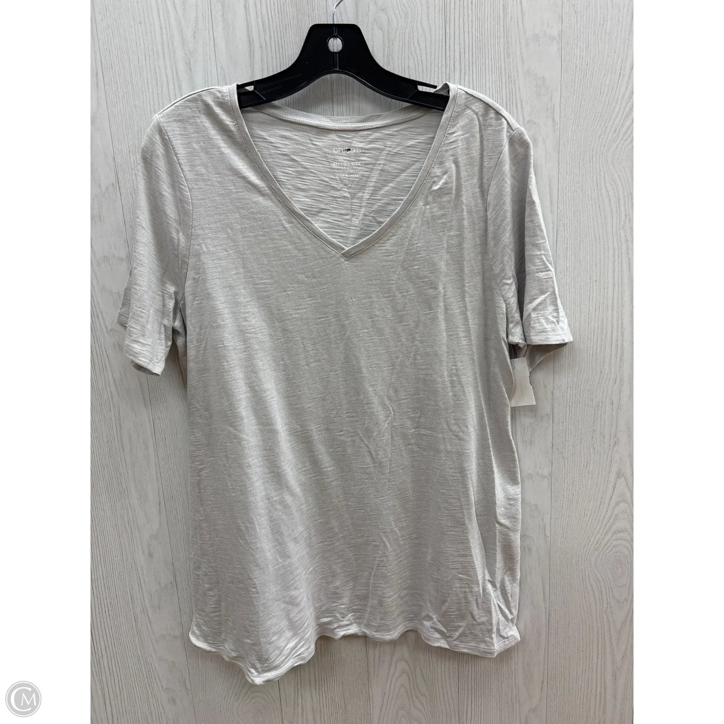 Top Short Sleeve By Chicos In Silver, Size: M
