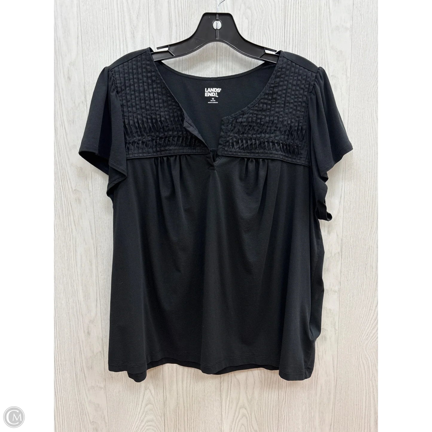 Top Short Sleeve By Lands End In Black, Size: 1x