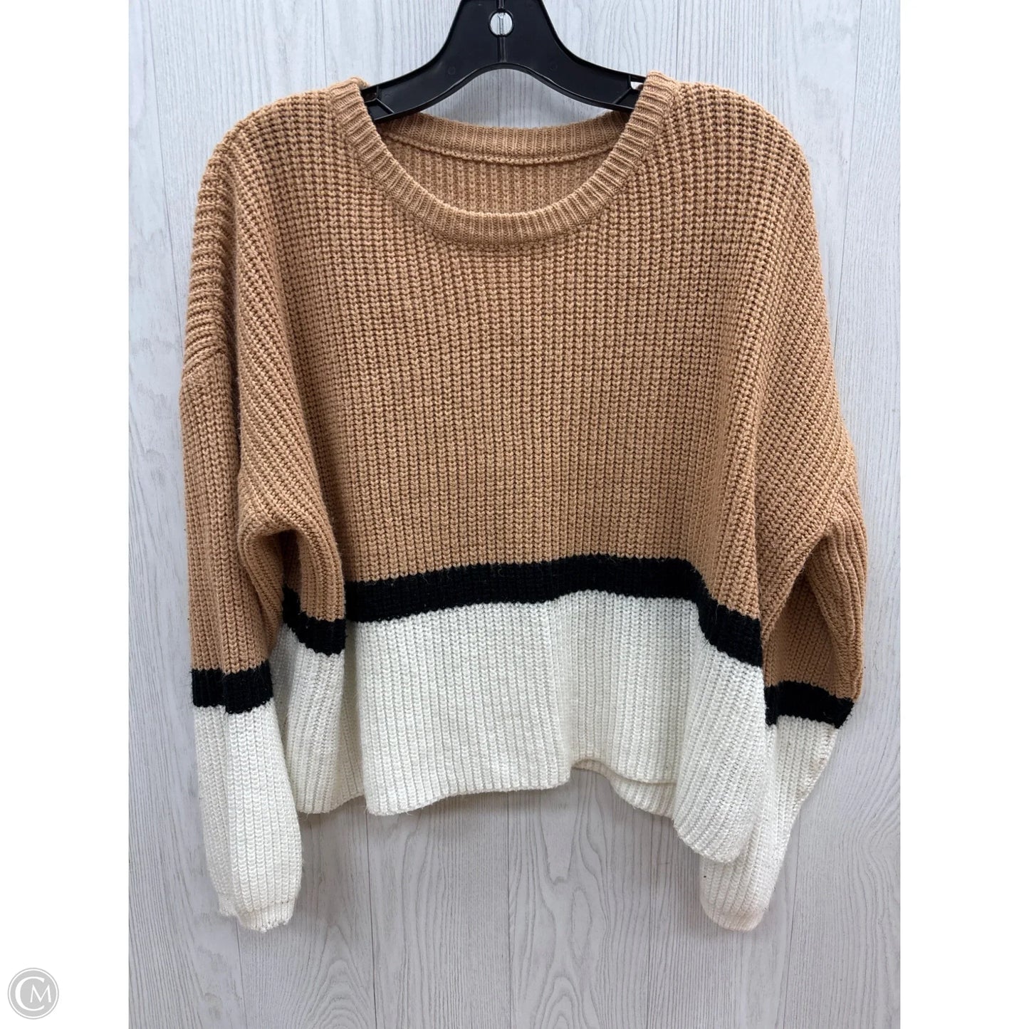 Sweater By Shein In Tan & White, Size: S