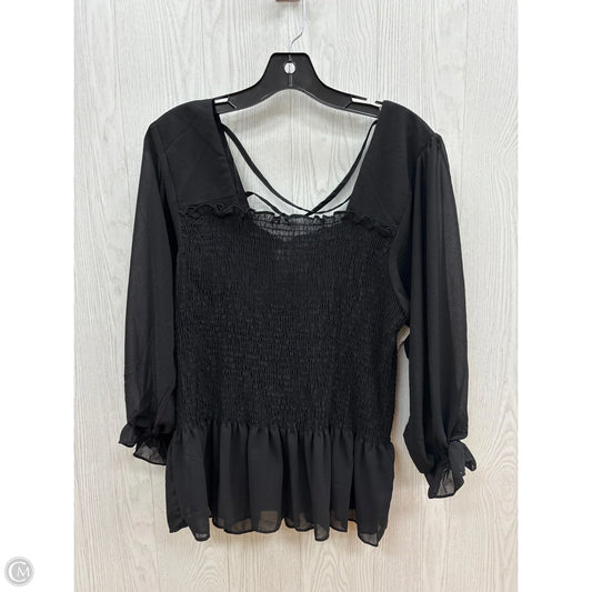 Top 3/4 Sleeve By Clothes Mentor In Black, Size: 2x