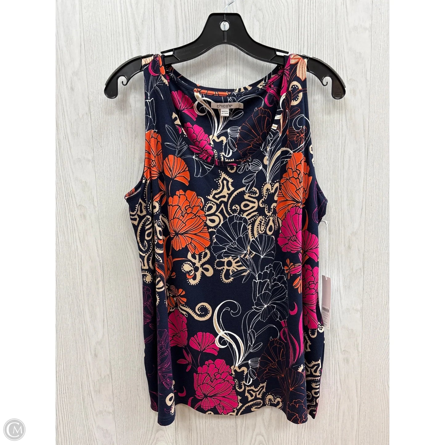 Top Sleeveless By Chicos In Floral Print, Size: L