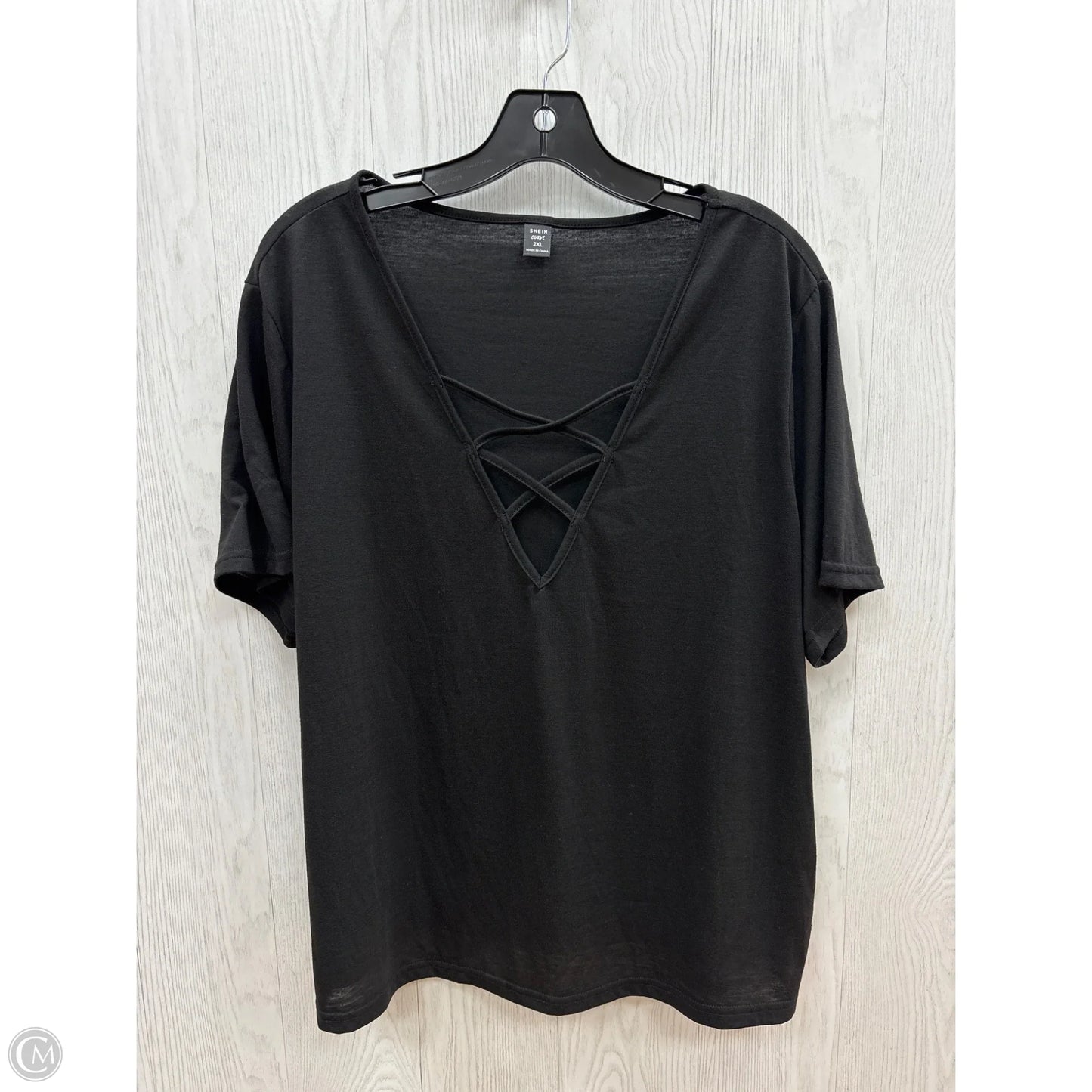 Top Short Sleeve By Shein In Black, Size: 2x