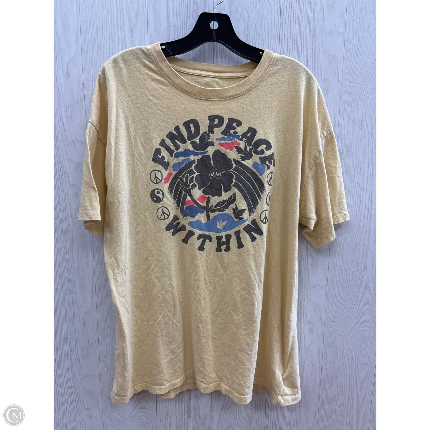 Top Short Sleeve By American Eagle In Yellow, Size: M