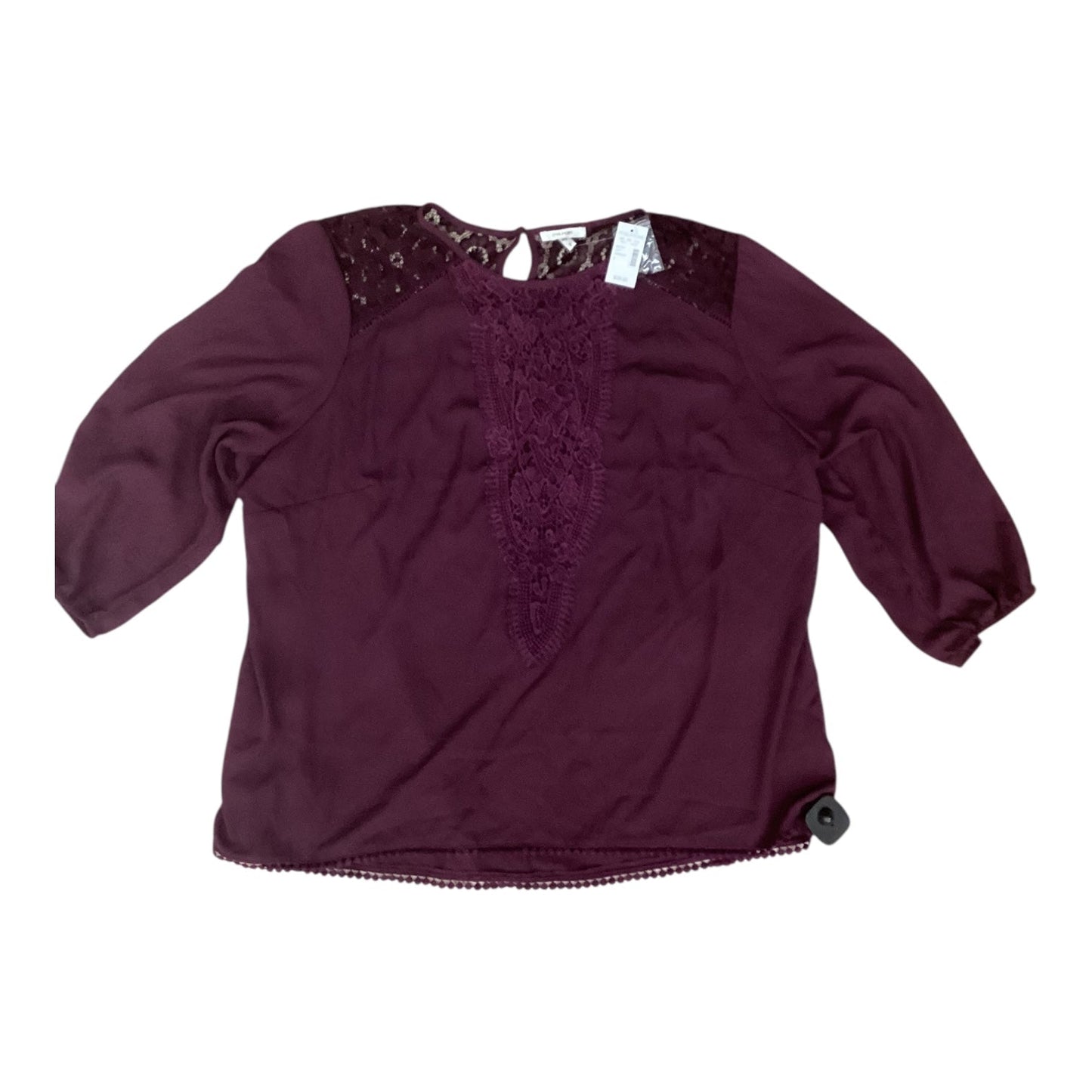 Blouse 3/4 Sleeve By Maurices In Purple, Size:2X