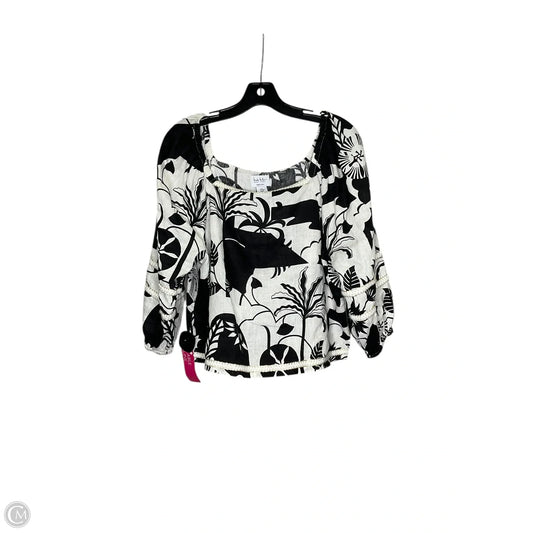 Top Short Sleeve By Nicole Miller In Black & White, Size: M