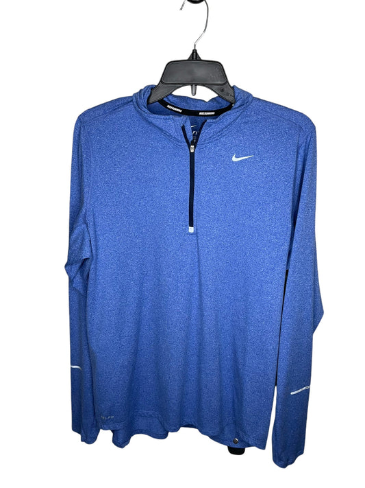 Athletic Top Long Sleeve Collar By Nike In Blue, Size: M