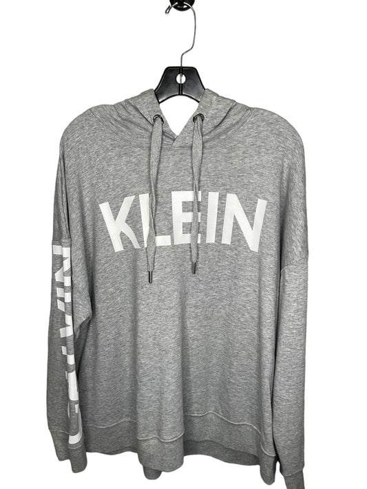 Sweatshirt Hoodie By Calvin Klein In Grey, Size: 2x