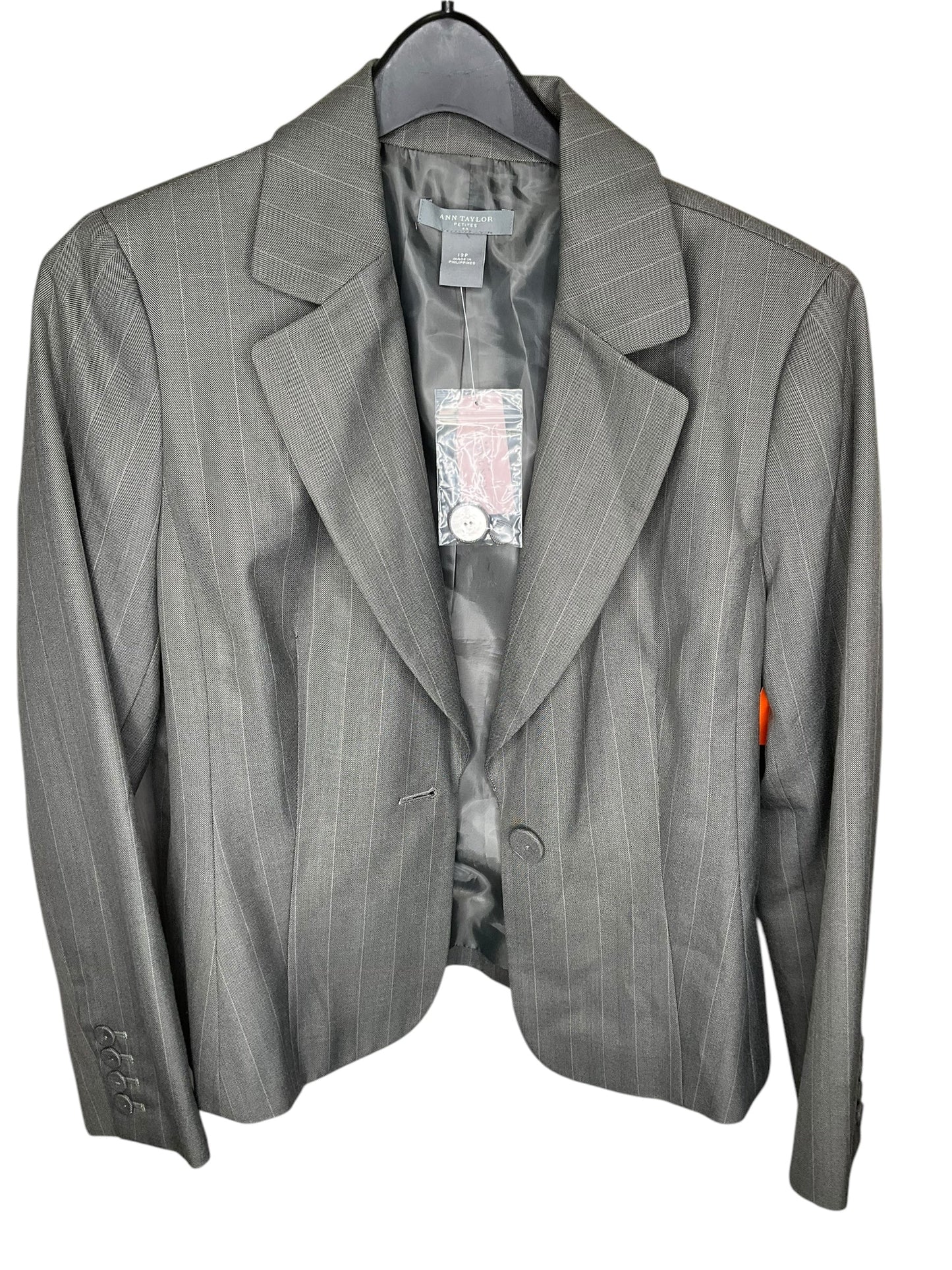 Blazer By Ann Taylor In Grey, Size: Mp