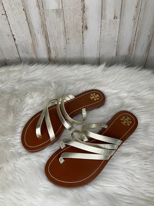 Gold Sandals Flip Flops Tory Burch, Size 7