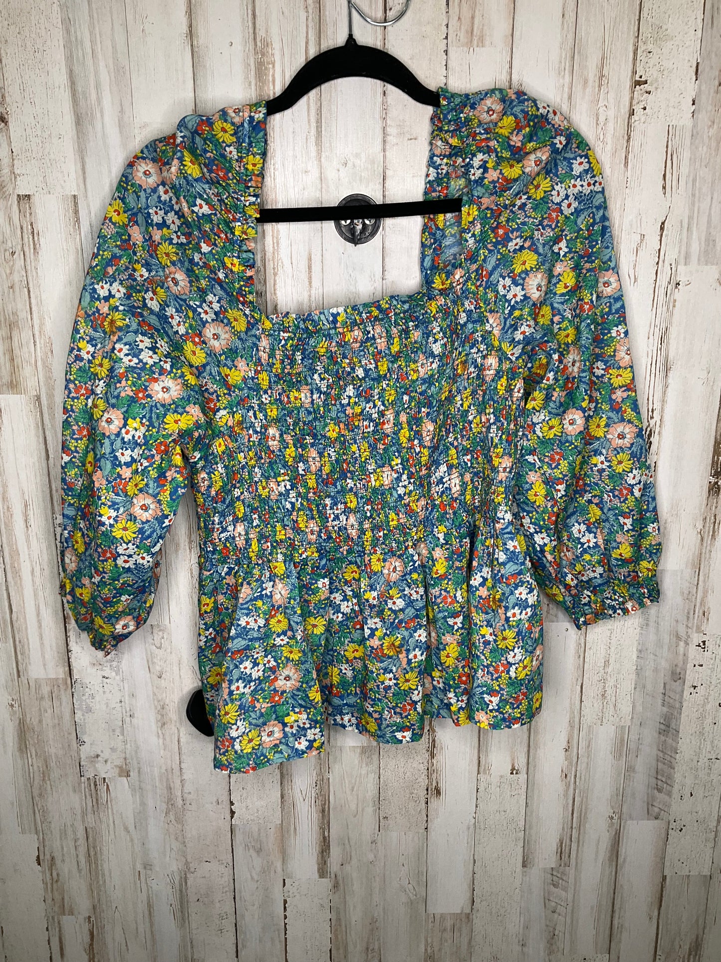 Floral Print Top Long Sleeve Birds Of Paradis By Trovata, Size L