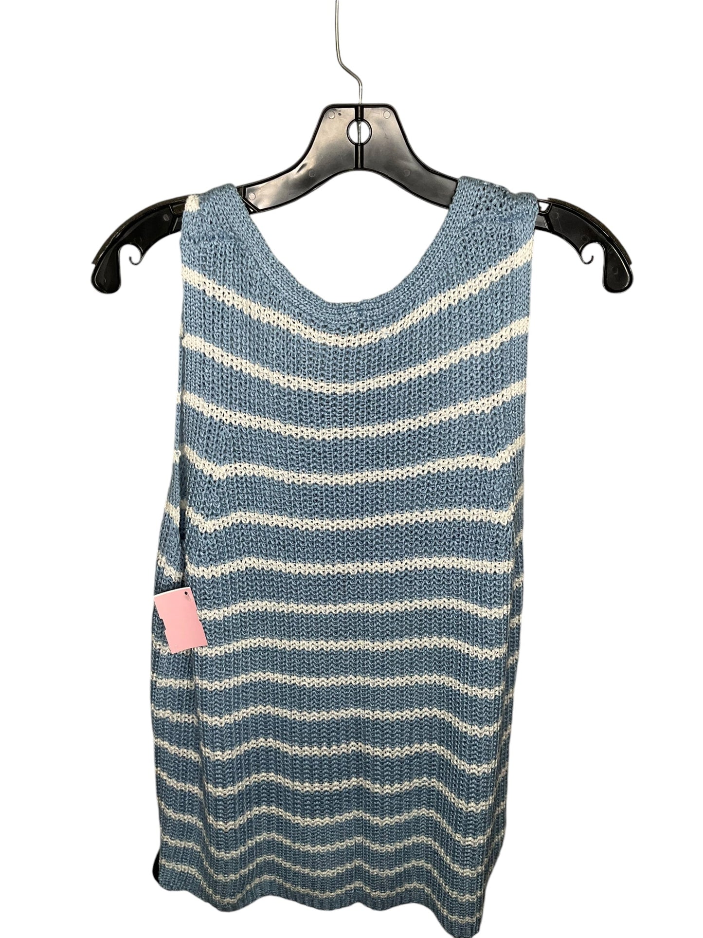 Vest Sweater By Loft In Blue & White, Size: Xl