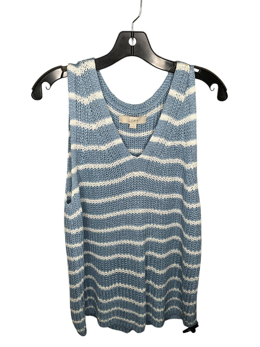 Vest Sweater By Loft In Blue & White, Size: Xl