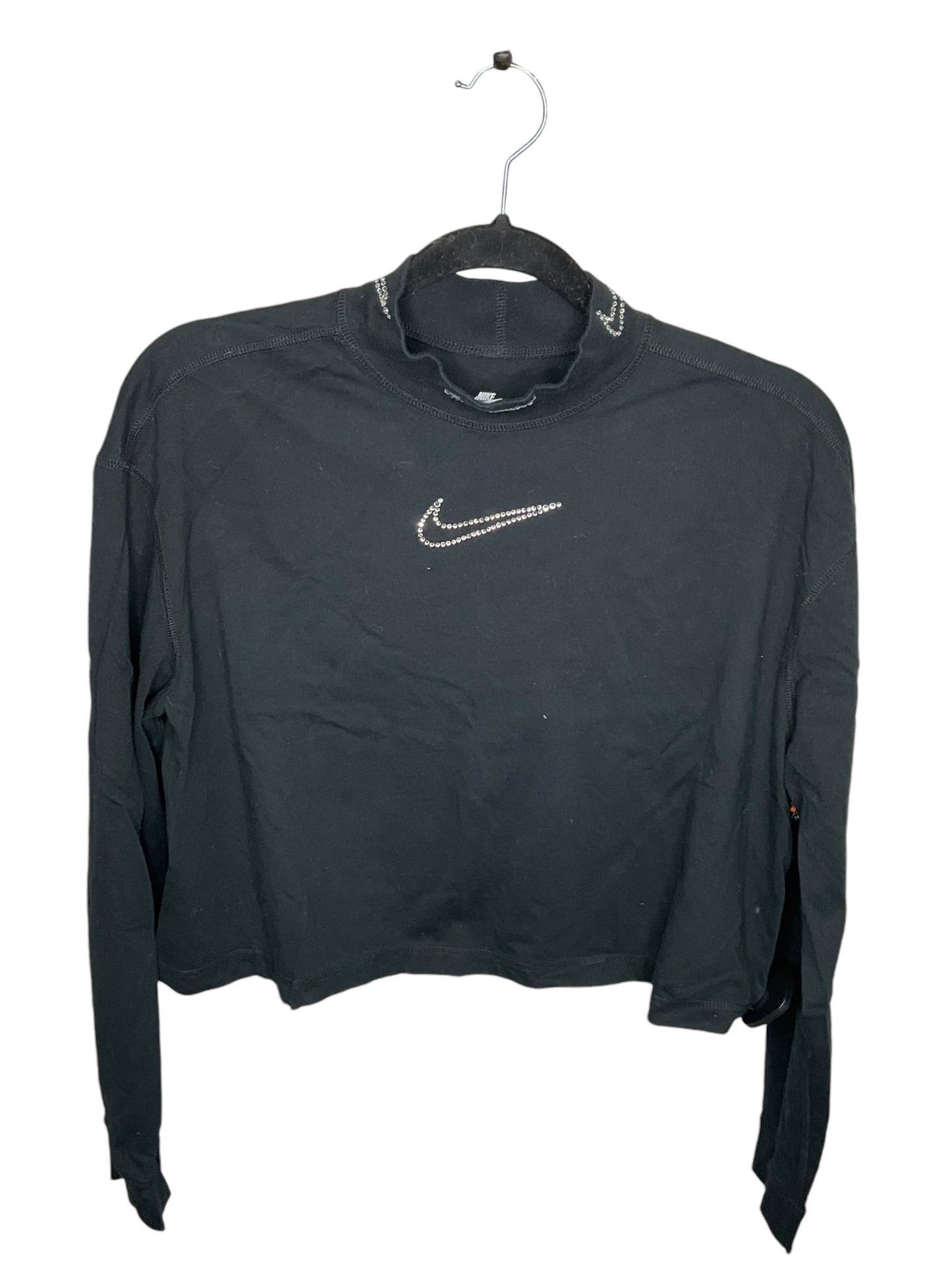 Athletic Top Long Sleeve Collar By Nike In Black, Size: L