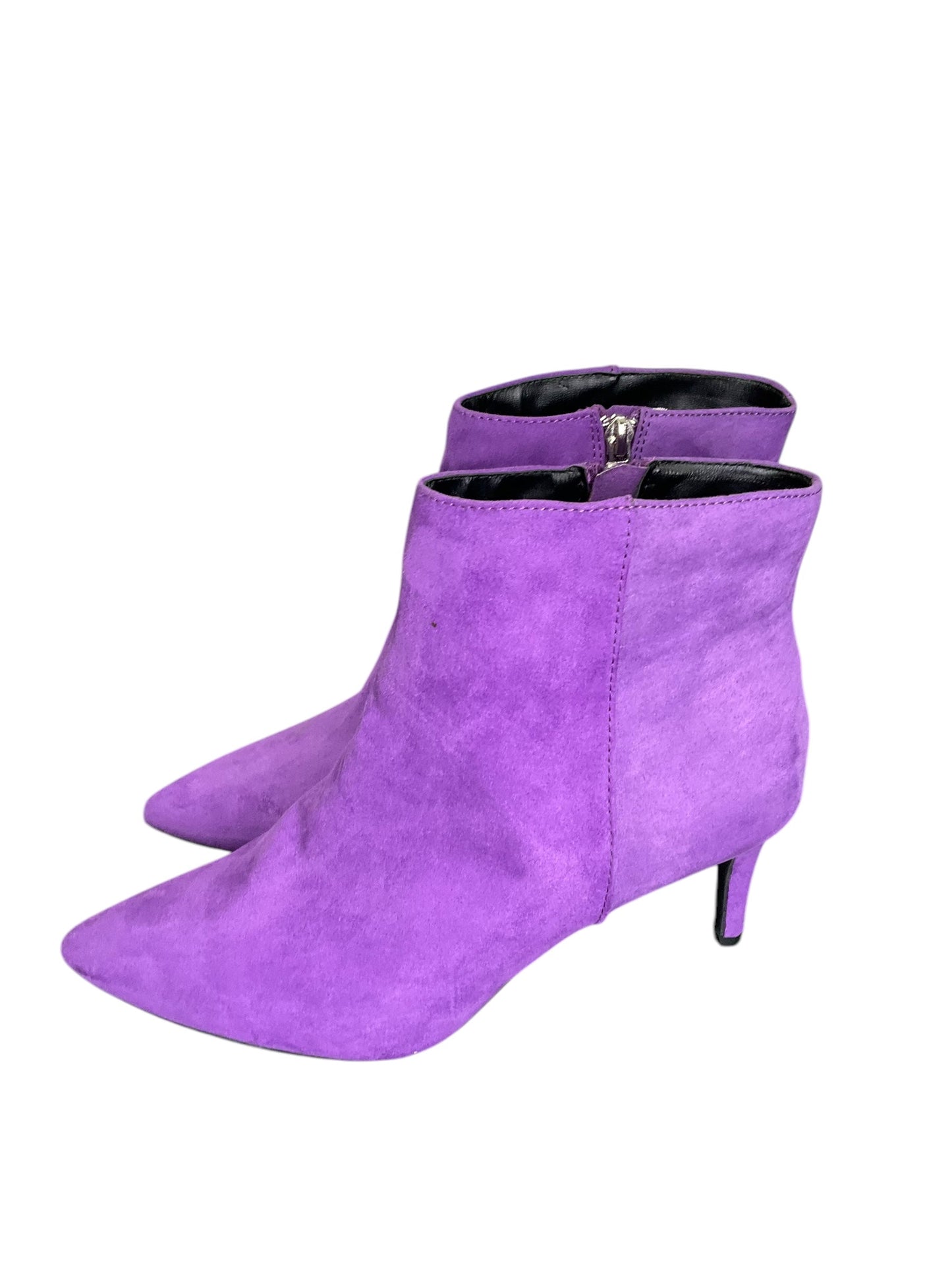 Boots Ankle Heels By Bamboo In Purple, Size: 10