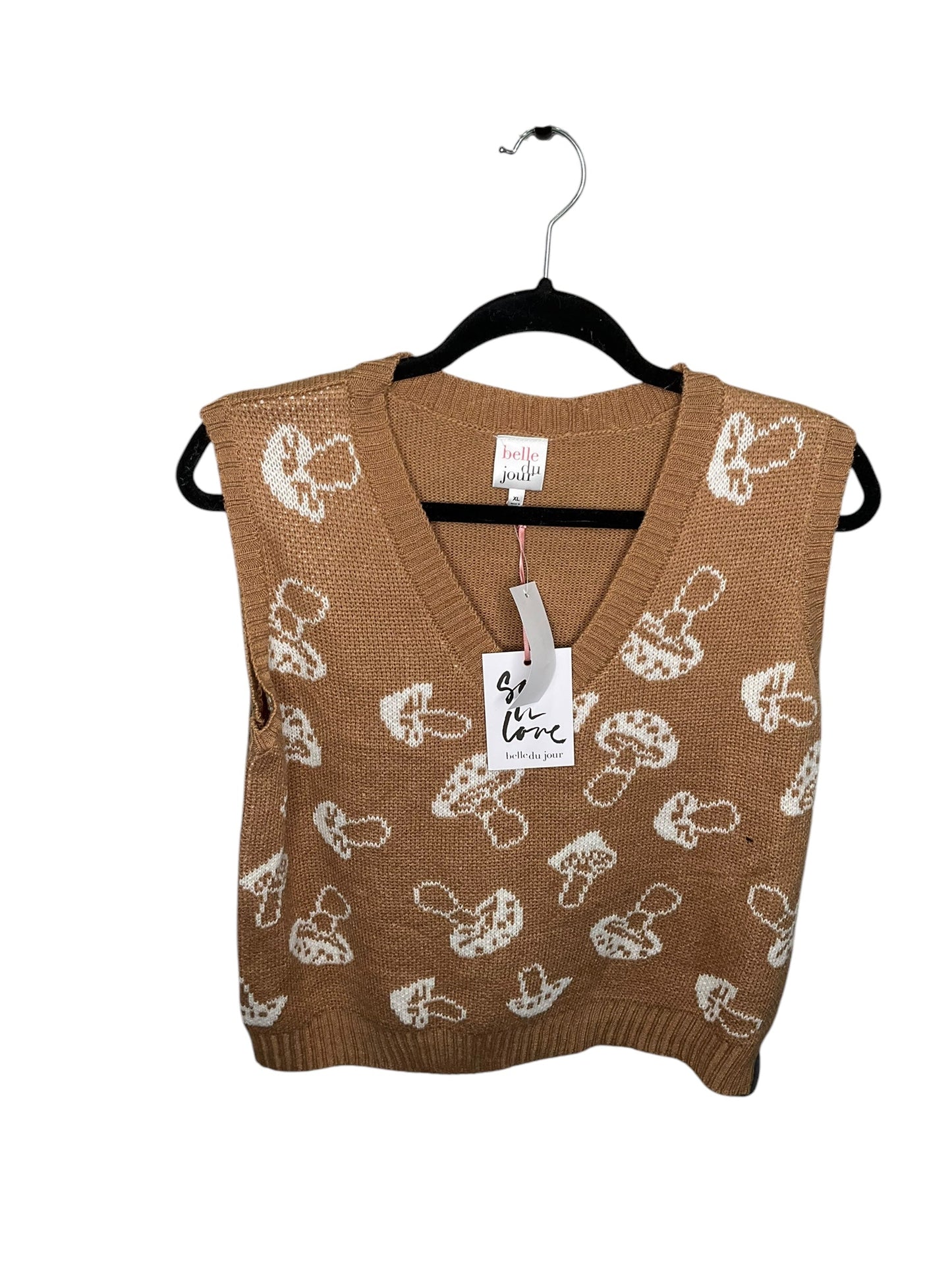 Vest Sweater By Belle Du Jour In Brown, Size: Xl