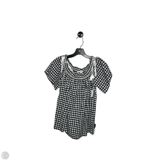 Top Short Sleeve By Loft In Plaid Pattern, Size: M